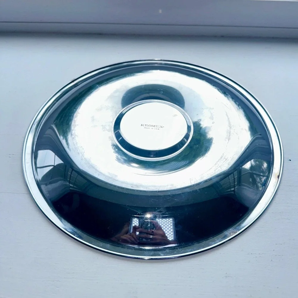 Vintage Kromex Chrome Lazy Susan Base Platter Mid Century Modern Made in USA